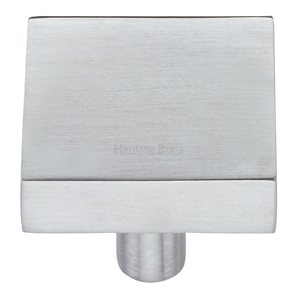 C3685 32-SC • 32 x 32 x 9 x 28mm • Satin Chrome • Heritage Brass Square Design Cabinet Knob